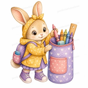 20 Pencil Case Pet Portraits Clipart, student supply pets, Watercolor JPGs, Digital Download, Commercial Use