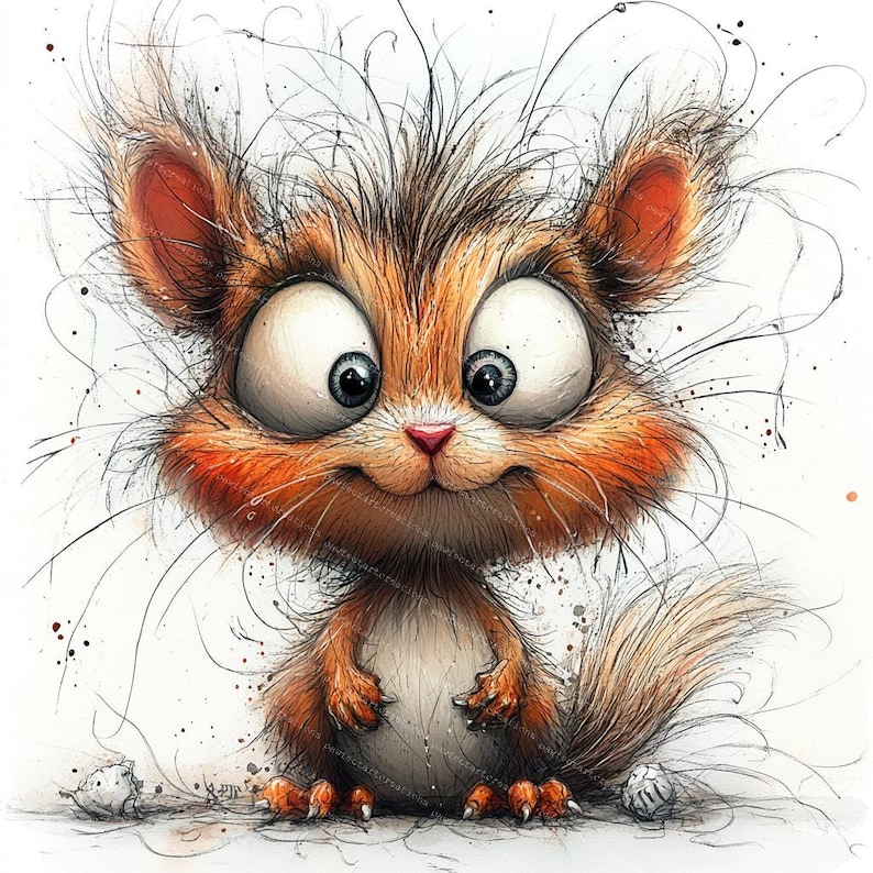 10 Funny Quirky Squirrel Clipart, Surprised Squirrel, Printable Watercolor, High-Quality JPGs, Papercraft, Junk Journal, Digital Craft