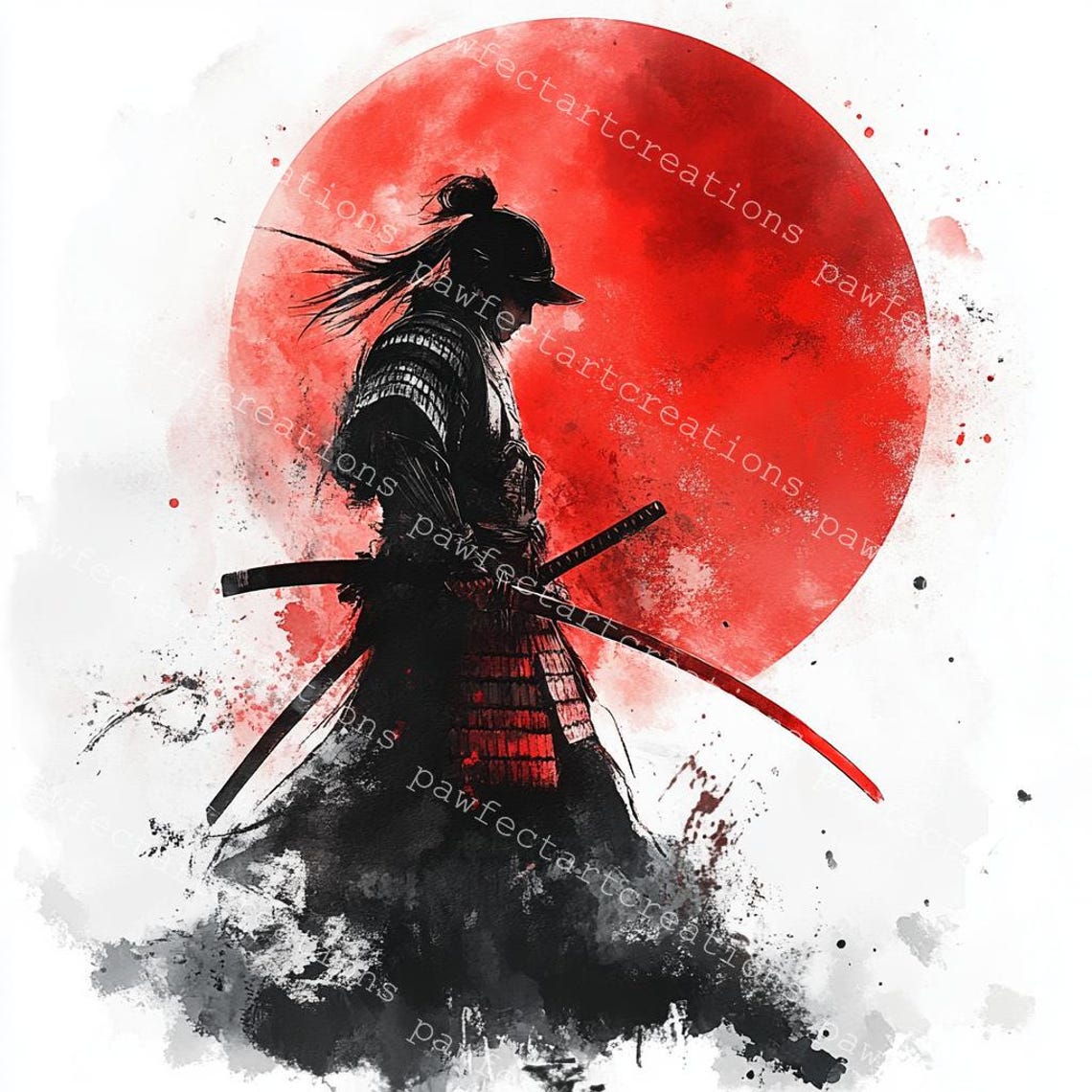 10 Samurai and Moon Clipart, Detailed Samurai Print, Printable ...