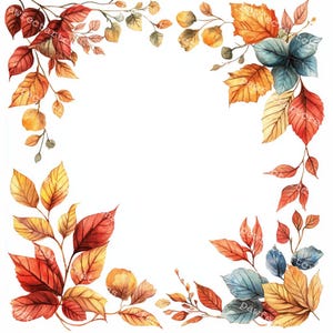 15 Molduras de folhas de outono Clipart, Molduras de bordas Clipart, Clipart de aquarela para impressão, JPGs de alta qualidade, Papercraft, Junk Journal