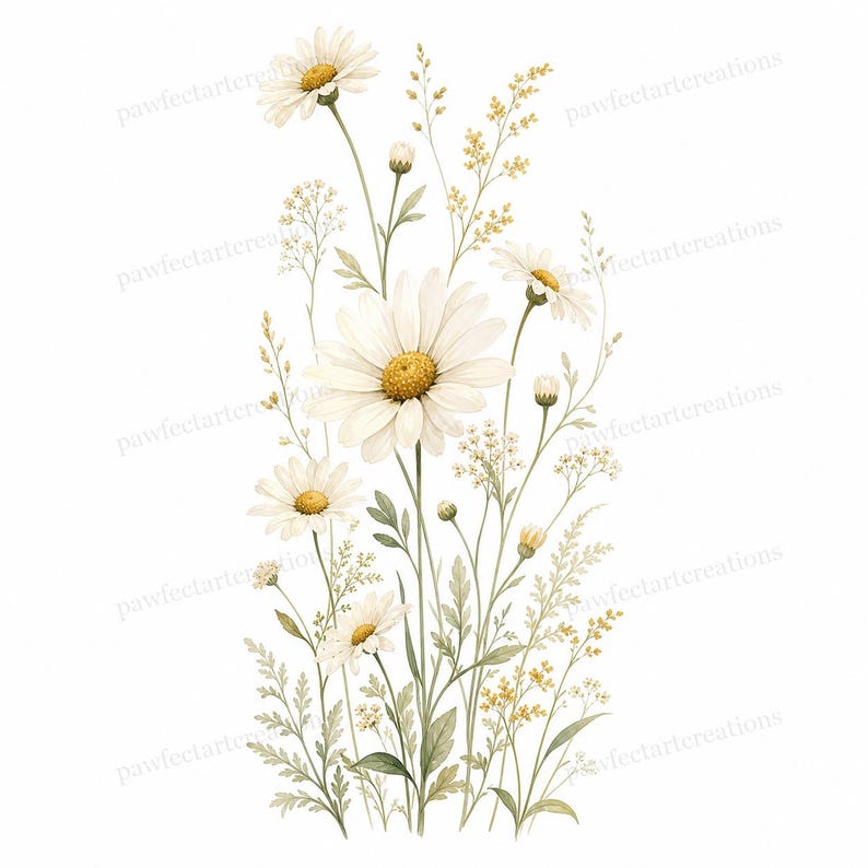 20 Pastel Wildflower Panels Clipart, Wedding Stationery and Journal Borders, Watercolor JPG, Digital Download, Commercial Use