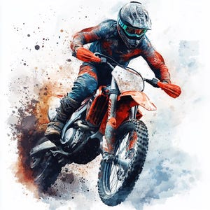 14 Clipart Dirt Bike, Clipart Motocross, Motocicletta, Acquerello stampabile, JPG di alta qualità, Giornale di carta riciclata, Artigianato digitale