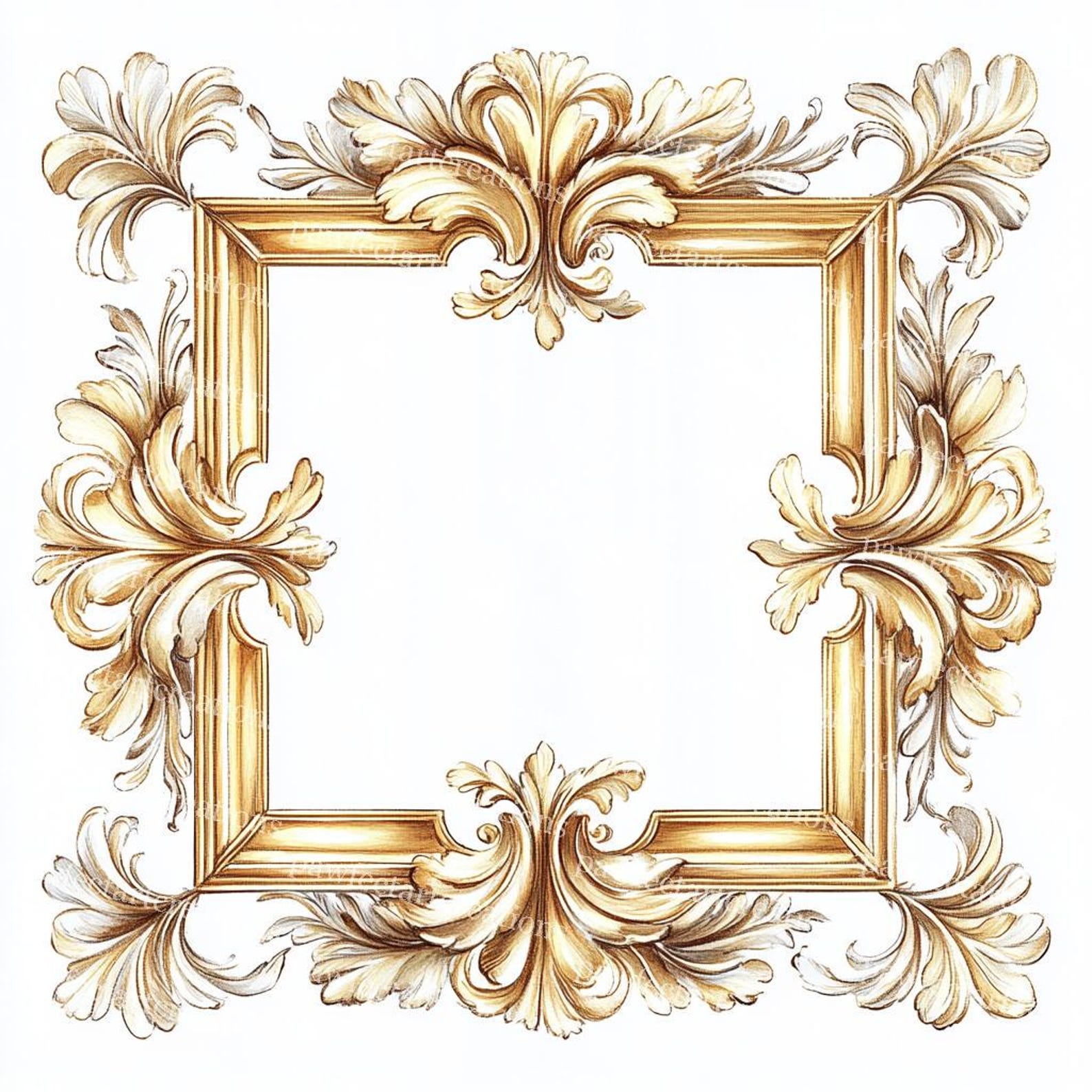 Gold Victorian Frame Clipart: Rococo Baroque Frames (digital Download ...