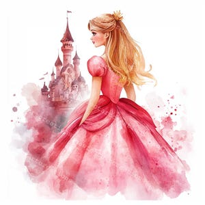 10 Pinky Prinzessin Clipart, Fee Prinzessin Clipart, druckbares Aquarell, hochwertige JPGs, Papiermodell, Junk Journal, Digital Craft