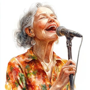 14 Clipart de vieille dame qui chante, vieille dame drôle, aquarelle imprimable, femme âgée, fichiers JPG de haute qualité, carnet de voyage papercraft, créations numériques