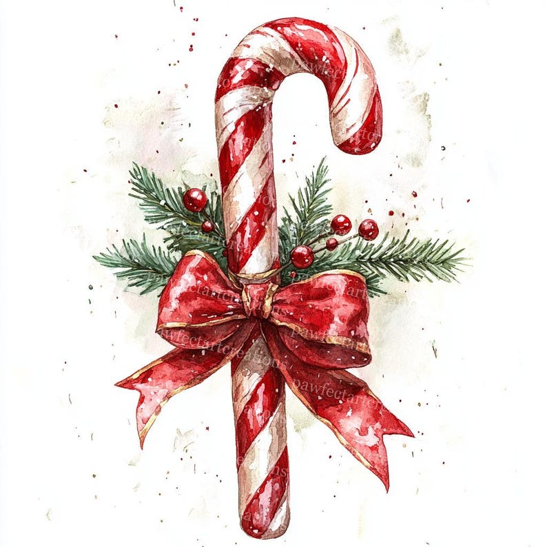 10 Christmas Candy Cane Clipart,Christmas Card, Sweet Christmas,Printable Watercolor,High-Quality JPGs,Papercraft,Junk Journal,Digital Craft