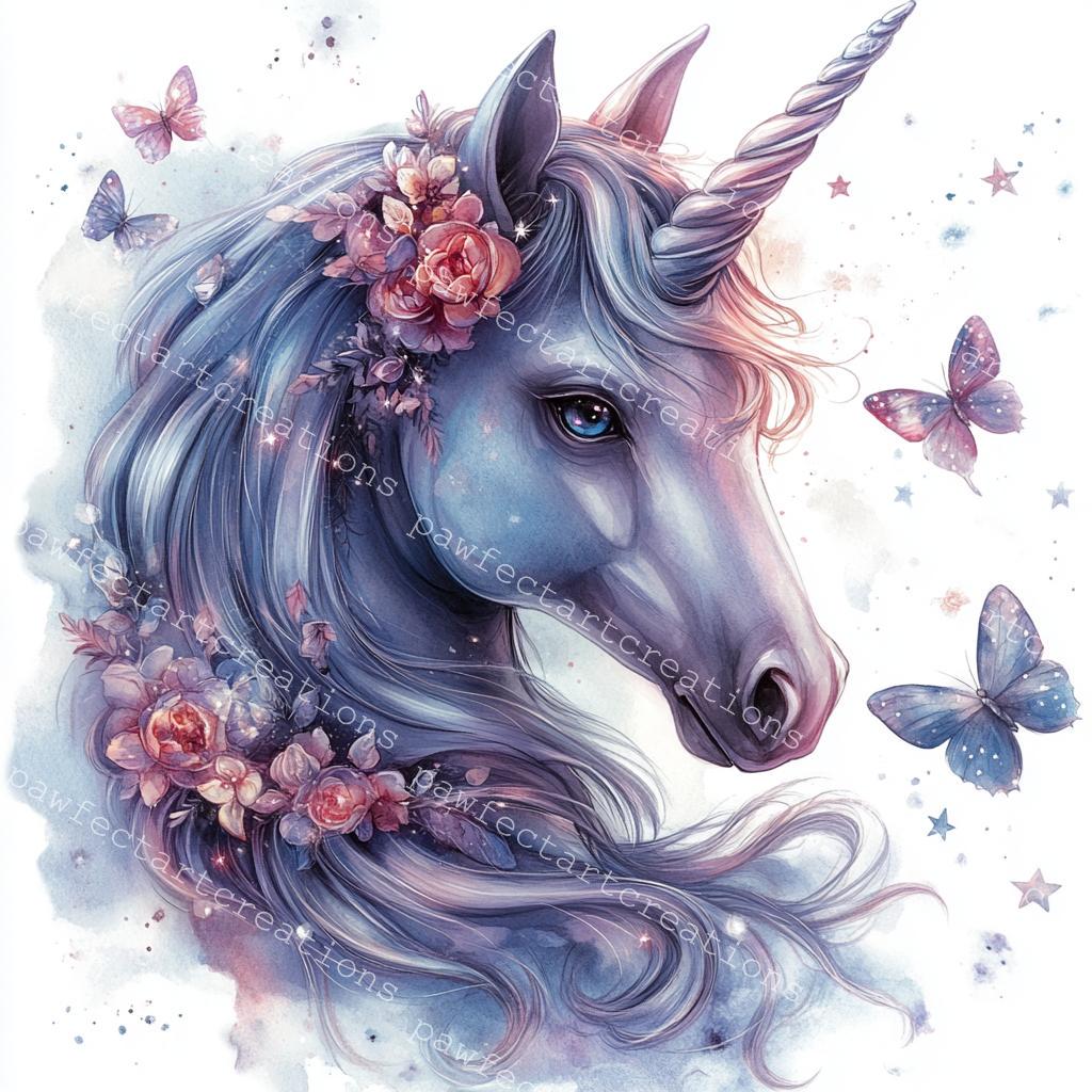 Floral Unicorn Clipart: Watercolor Fantasy Art (digital Download) - Etsy