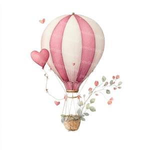 15 Cartoon Hot Air Balloon Clipart,Colorful Air Balloon,Printable Watercolor Clipart,High-Quality JPGs,Papercraft,Junk Journal,Digital Craft
