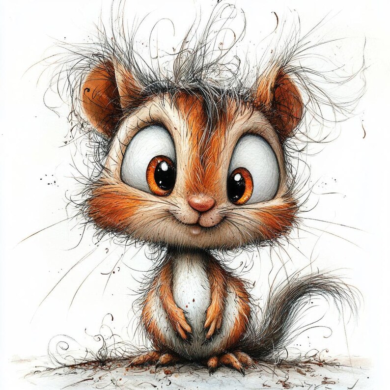 10 Funny Quirky Squirrel Clipart, Surprised Squirrel, Printable Watercolor, High-Quality JPGs, Papercraft, Junk Journal, Digital Craft