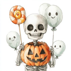 10 Funny Halloween Skeleton Clipart, Skull Dance, Skeleton Dance, Printable Watercolor,High-Quality JPGs, Junk Journal, Digital Craft