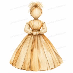 20 Corn Husk Doll Clipart, Autumn Folk Craft Harvest Fall Watercolor JPGs, Digital Download, Commercial Use