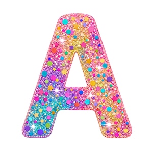 26 Glitter Confetti Alphabet Clipart, Watercolor JPG Letters, Digital Download, Commercial Use