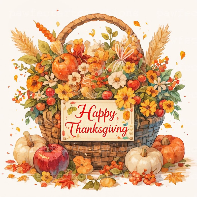 13 Fall Thanksgiving Clipart,Autumn Harvest, Fall Leaves Print, Fall Season,Printable Watercolor,High-Quality JPGs, Papercraft, Junk Journal