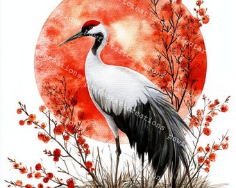 日本の鶴のクリップアート | 5 つの高品質 JPG | デジタル