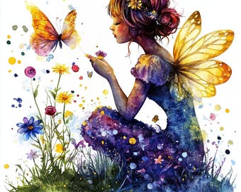 10 Floral Fairy Clipart, Flower Fairies, Forest Fairy, Printable Watercolor, High-Quality JPGs, Papercraft, Junk Journal, Digital Craft