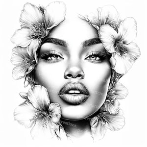 10 Afro Frau Gesicht Clipart, Gesichtsdruck, Afrikanische Frau Gesicht, druckbares Aquarell, hochwertige JPGs, Papierzeug, Junk Journal