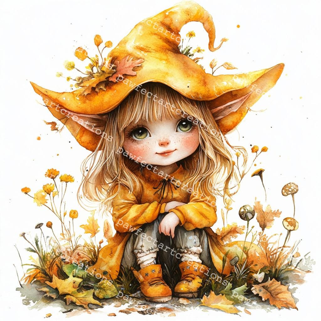 10 Autumn Elf Clipart: Watercolor Fall Elves, Scrapbooking (digital ...