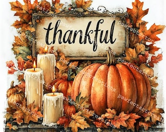 18 Thanksgiving-clipartset: herfstoogst aquarelafbeeldingen (digitale download)