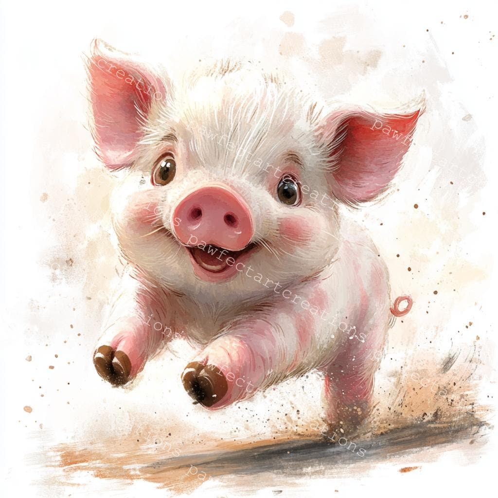 11 Cute Piglet Clipart, Piglet Nursery, Farm Animals Clipart,Cute Baby Pig,Printable Watercolor, High-Quality JPGs, Papercraft, Junk Journal