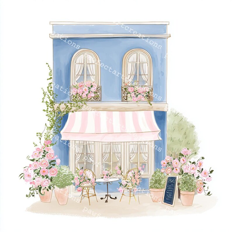 24 Cute Paris Cafe Clipart, Parisian Cafes, Paris Travel Art, Printable Watercolor, High-Quality JPGs, Papercraft, Junk Journal