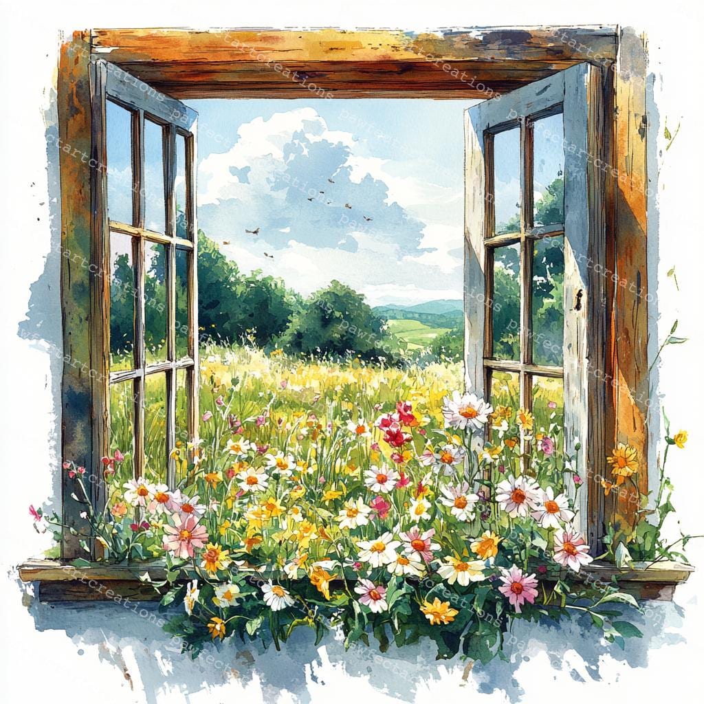 水彩画 風景画 花のある風景 c956662efdfa4124384c79f22d50a1