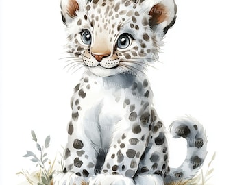 Safari Animals Clipart: Watercolor Jungle Nursery Art (Digital Download)