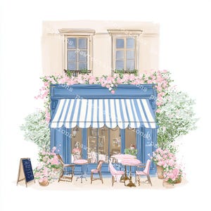 24 Cute Paris Cafe Clipart, Parisian Cafes, Paris Travel Art, Printable Watercolor, High-Quality JPGs, Papercraft, Junk Journal