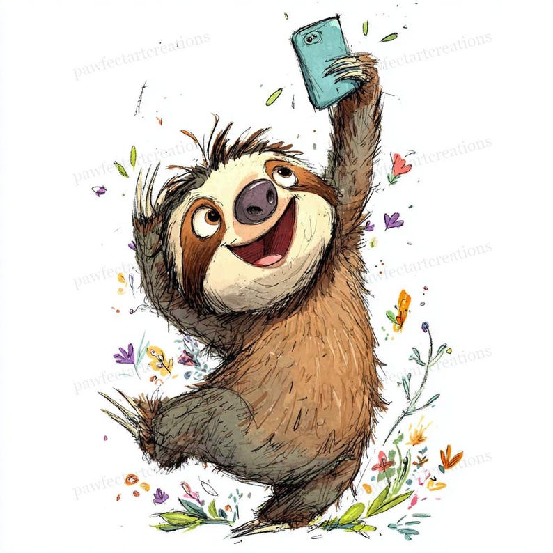 Sloth Taking Notes 18 Sloth Clipart, Funny Watercolor Sloth Art, Cute Lazy Sloth Bundle ...