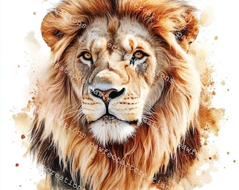 14 Lion Clipart, Watercolor Lion, Lion Sublimation, Printable Watercolor, High-Quality JPGs,  Digital download, Papercraft, Junk Journal
