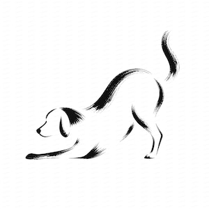 20 imágenes prediseñadas minimalistas de perros en estilo lineal, decoración abstracta de mascotas caninas para papelería moderna, JPG en acuarela, descarga digital, uso comercial.