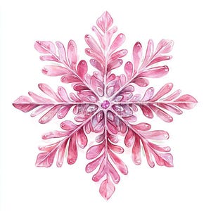 14 Clipart de floco de neve rosa, floco de neve em aquarela, artesanato de inverno, aquarela para impressão, JPGs de alta qualidade, artesanato em papel, diário de lixo