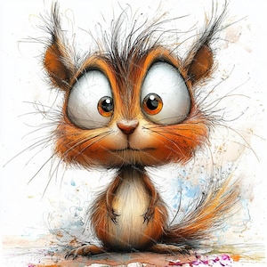 10 Funny Quirky Squirrel Clipart, Surprised Squirrel, Printable Watercolor, High-Quality JPGs, Papercraft, Junk Journal, Digital Craft