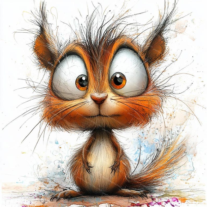 10 Funny Quirky Squirrel Clipart, Surprised Squirrel, Printable Watercolor, High-Quality JPGs, Papercraft, Junk Journal, Digital Craft