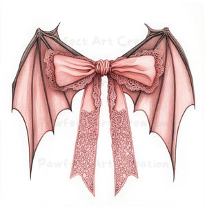10 Halloween Bat Lace Bow Clipart,gothic Bat Wings With Lace Bow ...