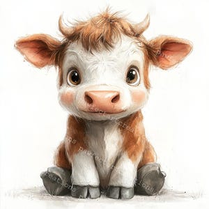 10 schattige koe clipart, aquarellen koe clipart, koe kwekerij, boerderij clipart, afdrukbare aquarel, hoogwaardige jpg's, papercraft, junk Journal