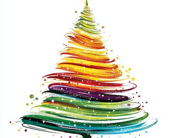 20 imágenes prediseñadas de árboles de Navidad abstractos, tarjetas navideñas, impresiones navideñas, archivos JPG de acuarela imprimibles, manualidades de papel, diario basura
