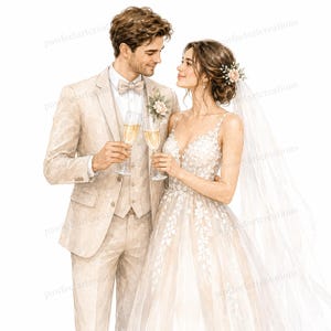 20 Hochzeitspaar Aquarell Clipart, Braut und Bräutigam Romantische JPGs, Digital Download, kommerzielle Nutzung