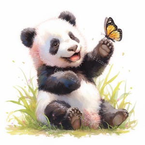 18 Clipart de bebê panda, panda fofo, bebê panda, clipart em aquarela para impressão, PNGs de alta qualidade, download digital, artesanato em papel, Junk Journal