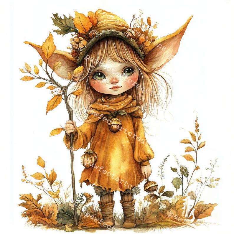 10 Autumn Elf Clipart: Watercolor Fall Elves, Scrapbooking (digital ...