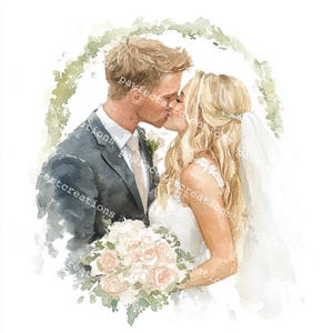 10 Bride and Groom Kiss Clipart, Romantic Wedding Day,Just Married Clipart,Printable Watercolor, High-Quality JPGs, Papercraft, Junk Journal