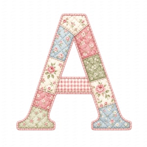 26 Patchwork Quilt Floral Alphabet Clipart, Watercolor JPG Letters, Digital Download, Commercial Use