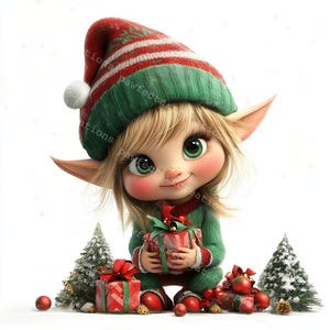 10 cliparts de lutin de Noël, clipart père Noël, lutins de Noël, lutins mignons, aquarelle imprimable, fichiers JPG de haute qualité, papercraft, journal indésirable