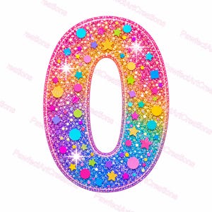 10 Regenbogen-Glitzerzahlen-Cliparts, Geburtstagsdeko und Zahlenkunst für Klassenzimmer, Aquarell-JPGs, digitaler Download, kommerzielle Nutzung