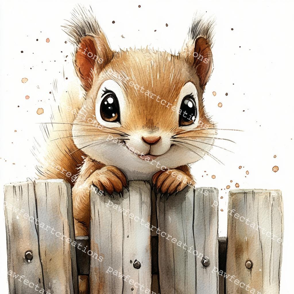 10 かわいいリスののぞき見クリップアート、木から覗く、印刷可能な