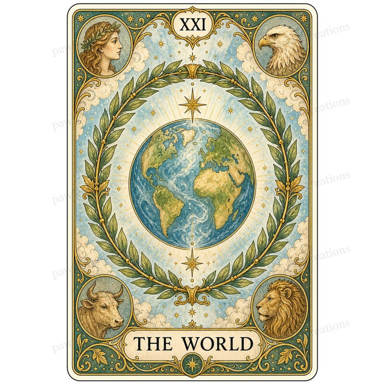 Major Arcana tarot card watercolor clipart preview 13