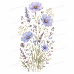 20 Pastel Wildflower Panels Clipart, Wedding Stationery and Journal Borders, Watercolor JPG, Digital Download, Commercial Use