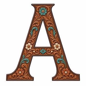 26 Leather Tooling Monogram Alphabet Clipart, Mixed Media JPG Letters, Digital Download, Commercial Use