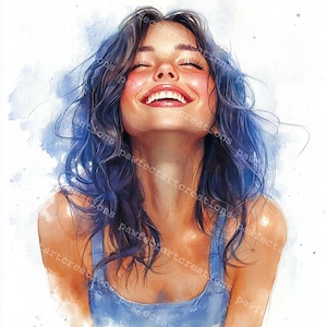 10 imágenes prediseñadas de niñas riendo, imágenes prediseñadas de rostros, rostros expresivos, acuarela imprimible, archivos JPG de alta calidad, manualidades de papel, diario basura, manualidades digitales