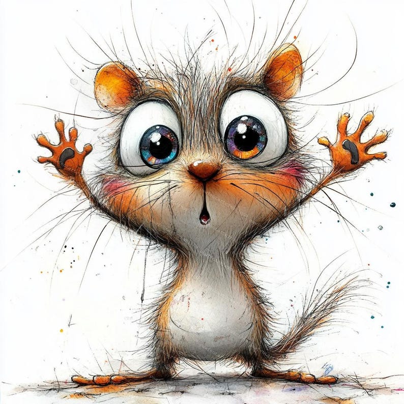 10 Funny Quirky Squirrel Clipart, Surprised Squirrel, Printable Watercolor, High-Quality JPGs, Papercraft, Junk Journal, Digital Craft