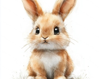 10 cliparts lapin duveteux, clipart lapin mignon, chambre de bébé lapin, aquarelle imprimable, fichiers JPG de haute qualité, papercraft, journal indésirable, création numérique